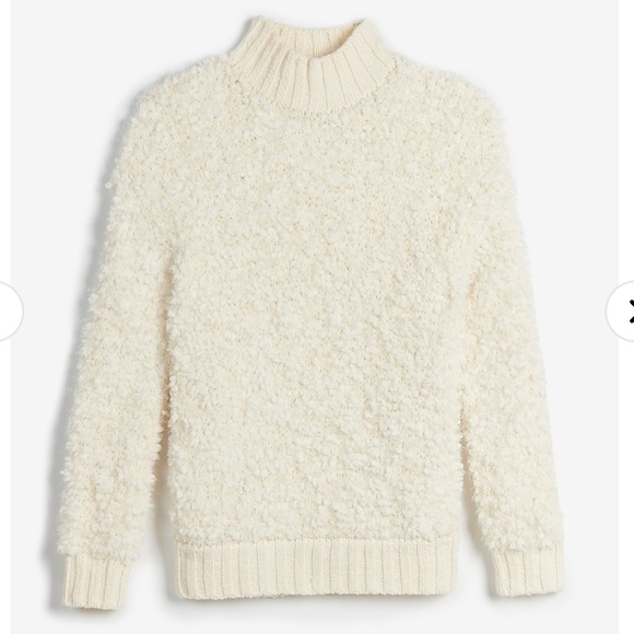 Express Sweaters - Express Cream Mock Neck Fuzzy Cozy Boxy Sweater XXS